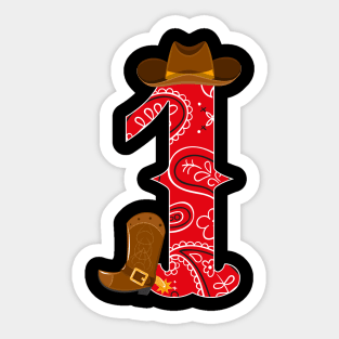 Kids 1st Birthday One Year Old Baby Cowboy Western Rodeo Party Sticker